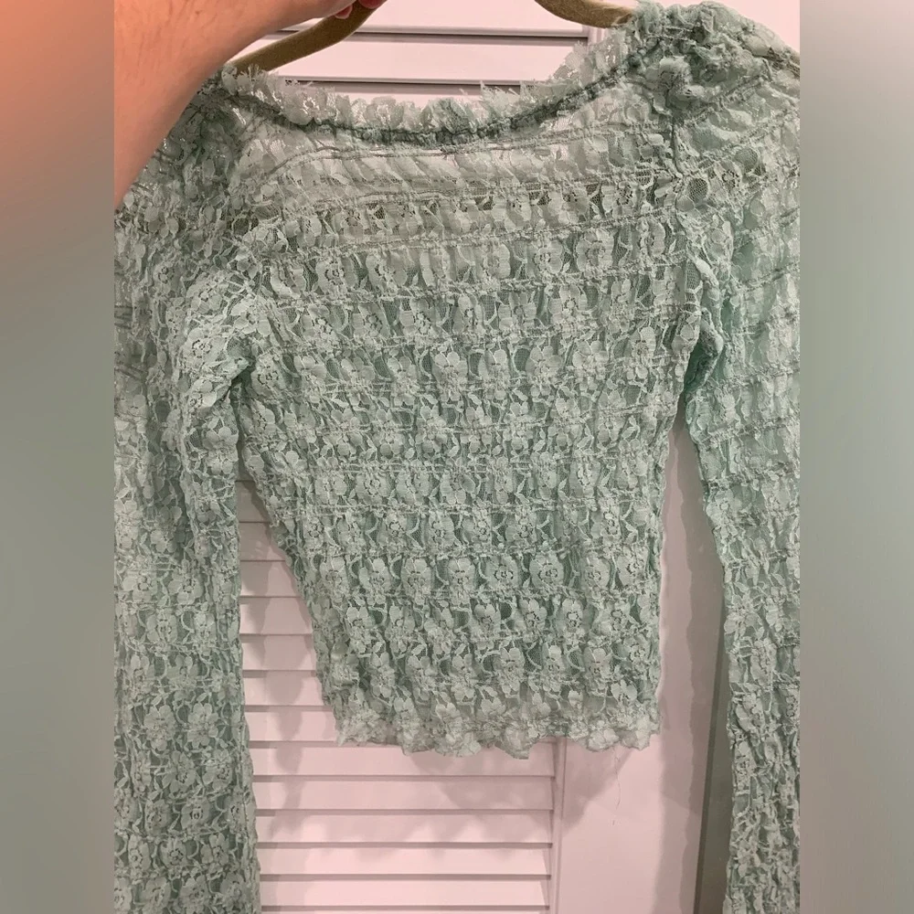 NWOT FP ONE Madison lace cropped whimsical y2k bell sleeve top